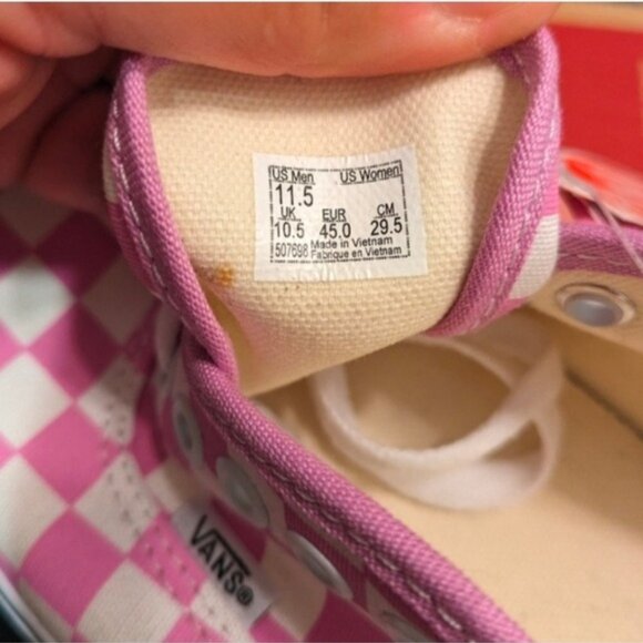 Vans Authentic Checkerboard Men Size 11.5 Orchid and White Pink 112025 - Picture 10 of 11